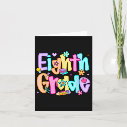 Carte Preppy 8E Année Retour À L'École 8E Année Enseigne (Devant)