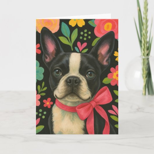 Carte Preppy Boston Terrier (Devant)