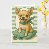 Carte Preppy Chihuahua (Fleur jaune)