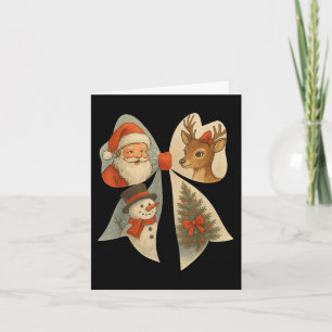 Carte Preppy Christmas Coquette Bow Reindeer Snowman San
