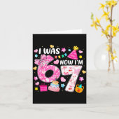 Carte Preppy Coquette Bow I Was 6 Now I'm 7 7th Birthday (Fleur jaune)