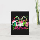 Carte Preppy Coquette Bow Merry Christmas Santa Xmas Fam (Devant)