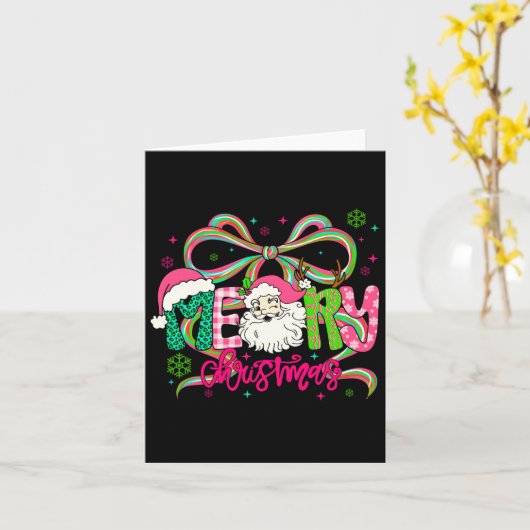 Carte Preppy Coquette Bow Merry Christmas Santa Xmas Fam (Fleur jaune)