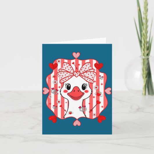 Carte Preppy Cute Goose Coquette Bow Valentine's Day Wom (Devant)