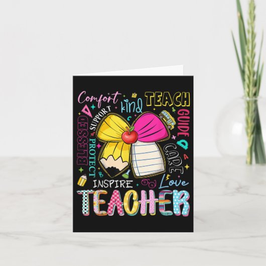 Carte Preppy Enseignant Coquette Bow Enseigner Amour Ins (Devant)