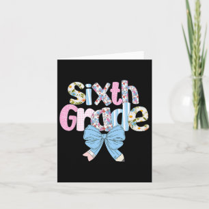 Carte Preppy Enseignant de 6e année Bleu Floral Coquette