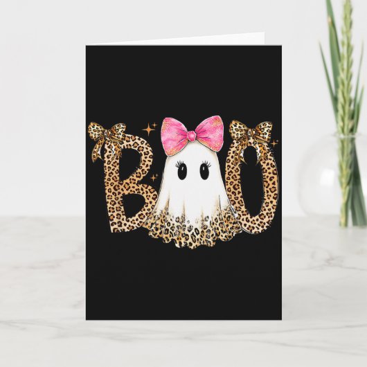 Carte Preppy Ghost Boo,leopard Soky Coquette,halloween F (Devant)