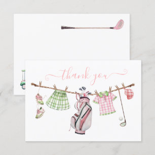 Carte Preppy Girl Golf Clothesline Merci Note