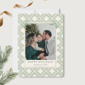 Carte Preppy Green Diamond Pattern Holiday Card