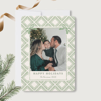 Carte Preppy Green Diamond Pattern Holiday Card
