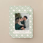 Carte Preppy Green Diamond Pattern Holiday Card