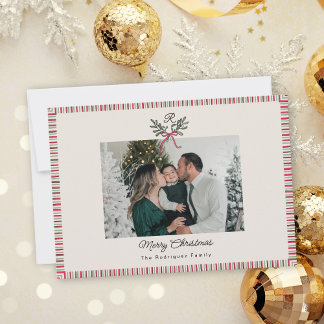 Carte Preppy Holiday Card with Monogram and Family Photo