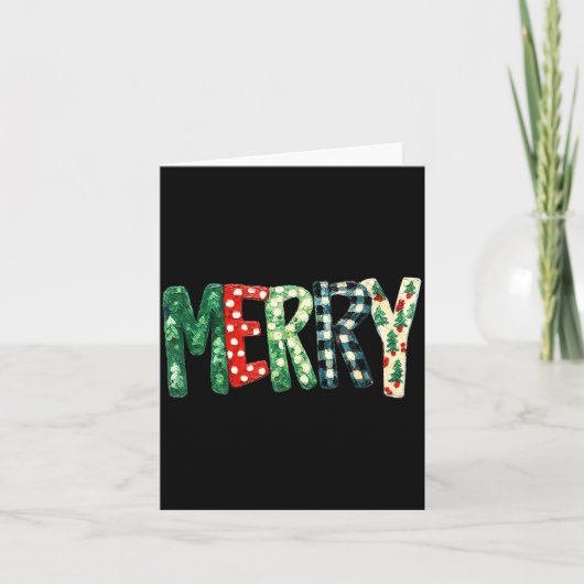 Carte Preppy Merry,christmas Funny Froral Checkered Gift (Devant)