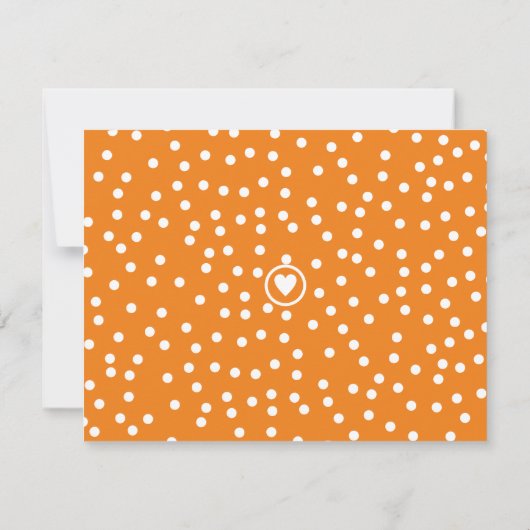 Carte Preppy Orange Heart & Dots mignonne Girly No (Dos)