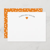 Carte Preppy Orange Heart & Dots mignonne Girly No (Devant / Derrière)