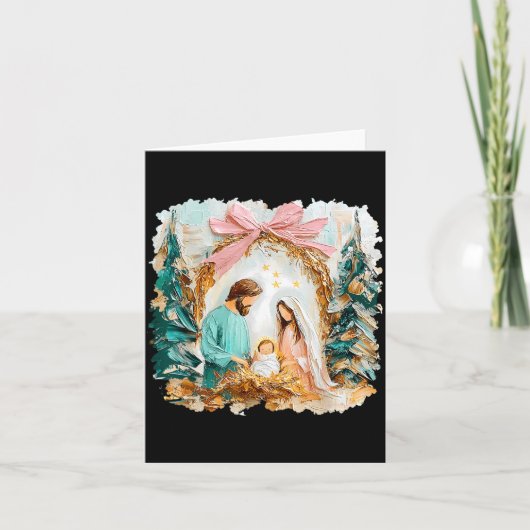 Carte Preppy Painted Christian Nativity Scene God Faith  (Devant)