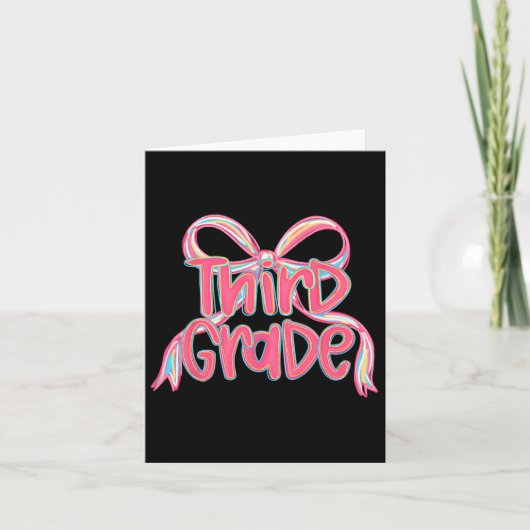 Carte Preppy Retour À L'École 3E Année Pink Coquette Bow (Devant)