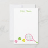 Carte Preppy Tennis Personnalisée Flat Note (Devant)