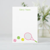 Carte Preppy Tennis Personnalisée Flat Note (Debout devant)