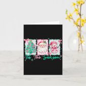 Carte Preppy Tis The Season Santa Snowman Merry Christma (Fleur jaune)