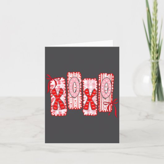 Carte Preppy Xoxo Coquette Bow Hearts Valentine's Day Wo (Devant)