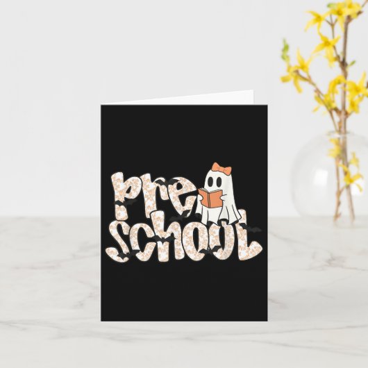 Carte Preschool Teacher Halloween Ghost Teacher Reading (Fleur jaune)