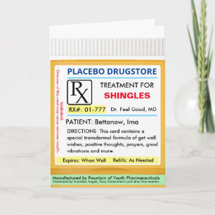 Carte Prescription RX de SHINGLES pour Health Get Well C