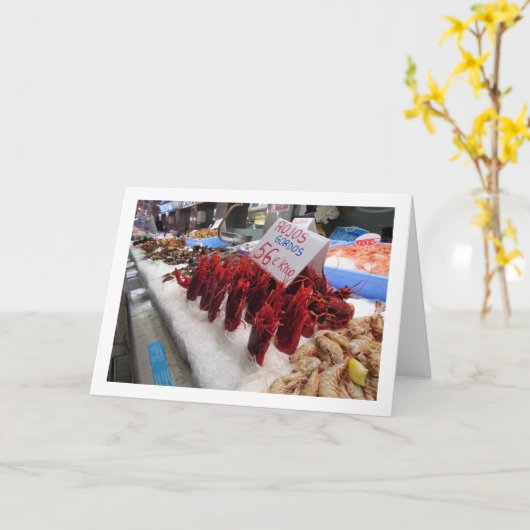 Carte Présentation de crevettes au Mercado Central, Vale (Fleur jaune)