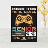 Carte Press Start To Begin Final Level Senior 2026 Gamer (Fleur jaune)