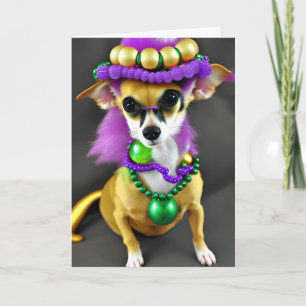 Carte Prêt à faire la fête ? Mardi Gras Chihuahua