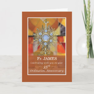 Carte Prêtre 35e Ordination Anniversaire Monstrance Hôte