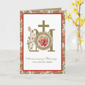 Carte Prêtre Anniversaire Ordination diacre Religieux (Fleur jaune)
