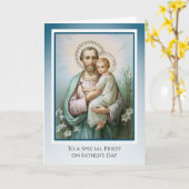 Carte Prêtre catholique Fête des pères Saint-Joseph Jésu (Fleur jaune)
