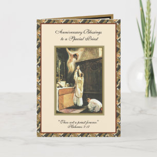 Carte Prêtre catholique offrant l'ordre de prière de mas