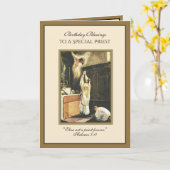 Carte Prêtre Catholique Offrant Messe Prière Anniversair (Fleur jaune)