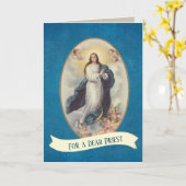 Carte Prêtre catholique Paroles d'encouragement Vierge M (Fleur jaune)