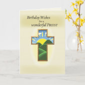 Carte Prêtre de la Croix d'Anniversaire (Fleur jaune)