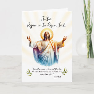 Carte Prêtre Pâques Jésus est ressuscité Réjouissez Écri