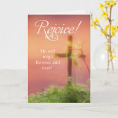 Carte Prêtre Rejoice à Pâques avec Croix et Branches (Fleur jaune)