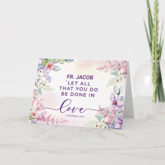 Carte Prêtre Religieux Valentines Jour Amour Écriture (Devant)