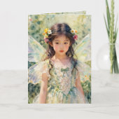Carte Pretty Asian Fairy Girl Happy Birthday (Devant)