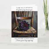 Carte Pretty Black Rose on Rustic Chair | Anniversary (Devant)