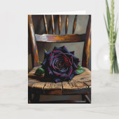 Carte Pretty Black Rose on Rustic Chair Valentine's Day (Devant)