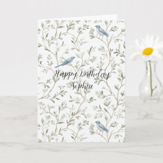 Carte Pretty Blue Birds Birthday (Petite plante)