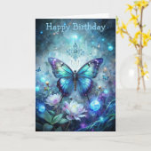 Carte Pretty Blue Butterfly (Fleur jaune)