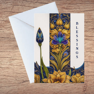 Carte Pretty Blue Flower Baptism Congratulations