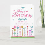 Carte Pretty Great Granddaughter Birthday Cards<br><div class="desc">Pretty Great Granddaughter Birthday Card With Butterflies</div>