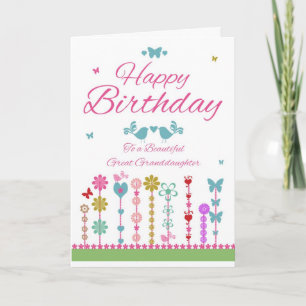 Carte Pretty Great Granddaughter Birthday Cards