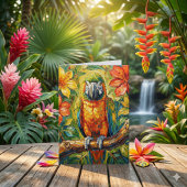 Carte Pretty Impasto Colorful Parrot Thinking About You