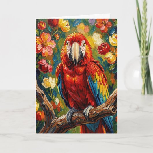 Carte Pretty Impasto Macaw Parrot | Blank (Devant)